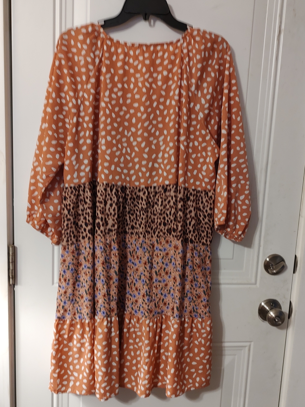 Umgee Rust & White Polka Mix Midi Dress - Picture 2 of 8